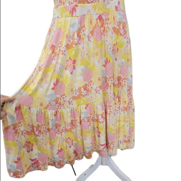 Torrid Midi Super Soft Tiered Dress Women's Plus Size 2x Yellow Floral Summer‎ - Picture 13 of 15